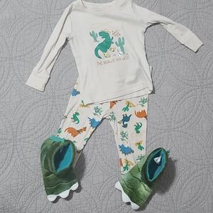Dino pj set with dino feet slippers